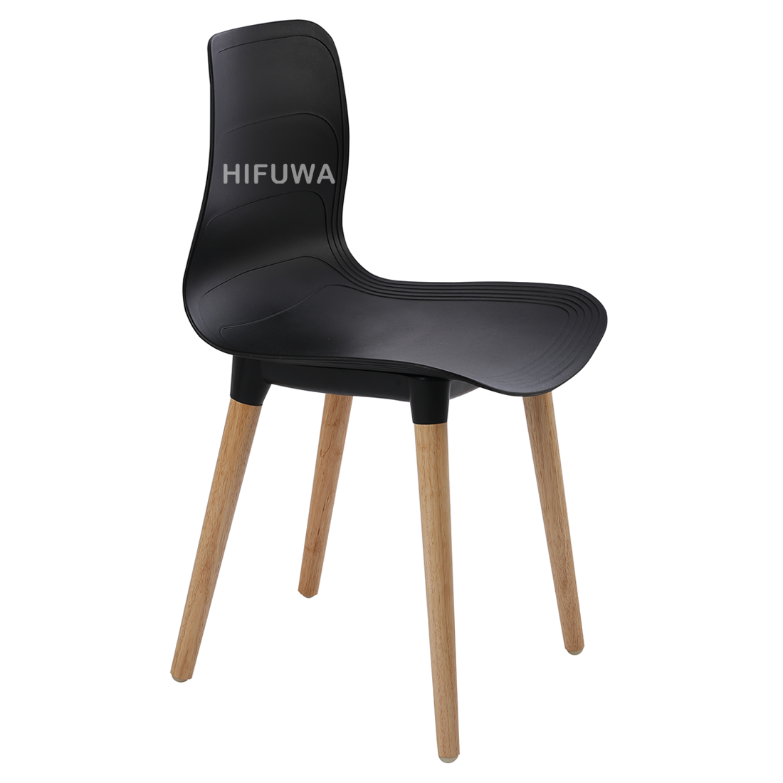 Ghế nhựa chân gỗ - HIFUWA-G (Đen)