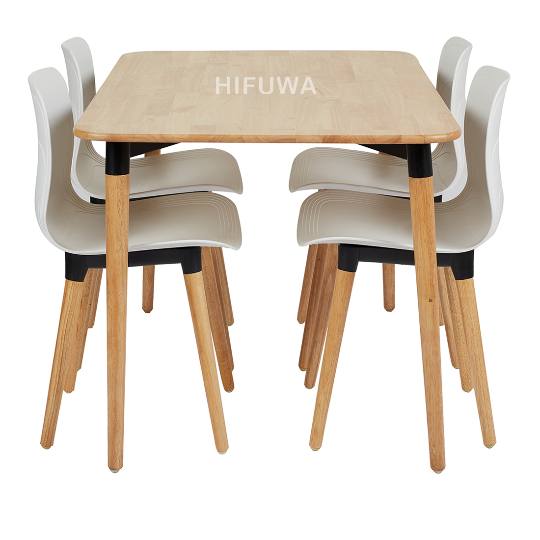 Bàn ăn chữ nhật BA-CN120-G kèm 4 ghế nhựa - HIFUWA