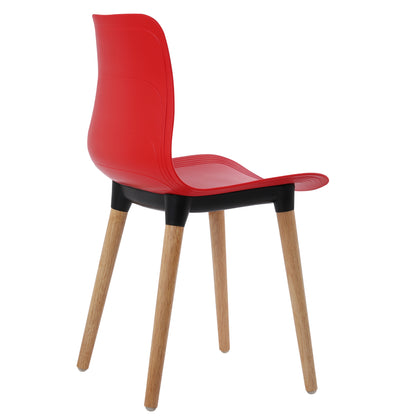 Ghế nhựa chân gỗ - HIFUWA-G (Đỏ tươi)